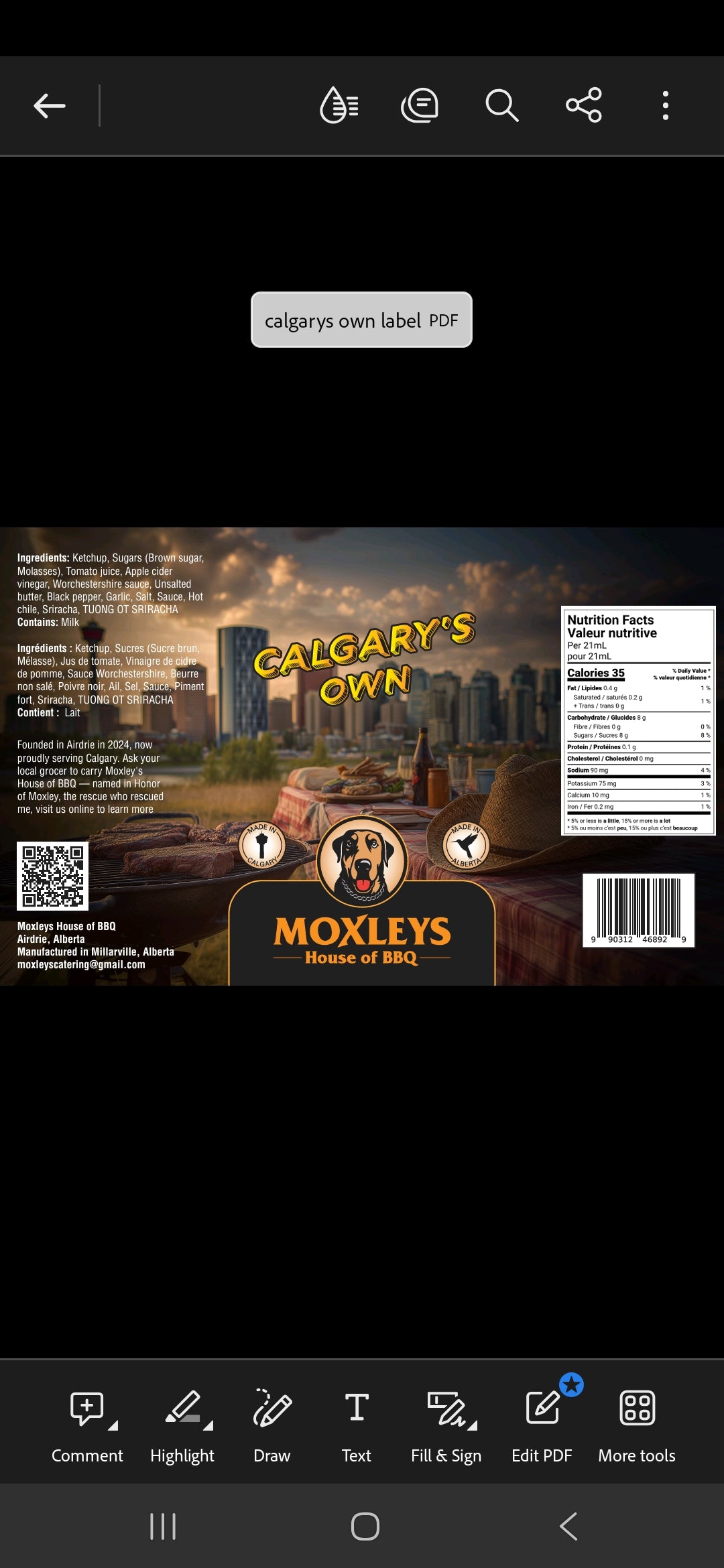 Calgarys Own BBQ Sauce